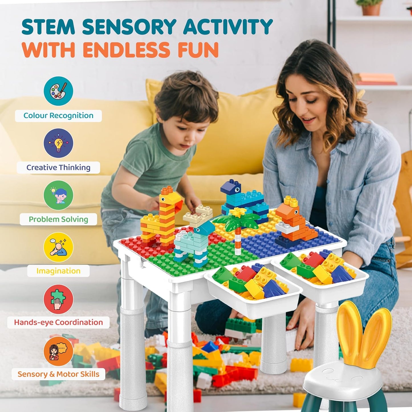 DIY Animal World Table Building Blocks 102 Pcs - Toynix