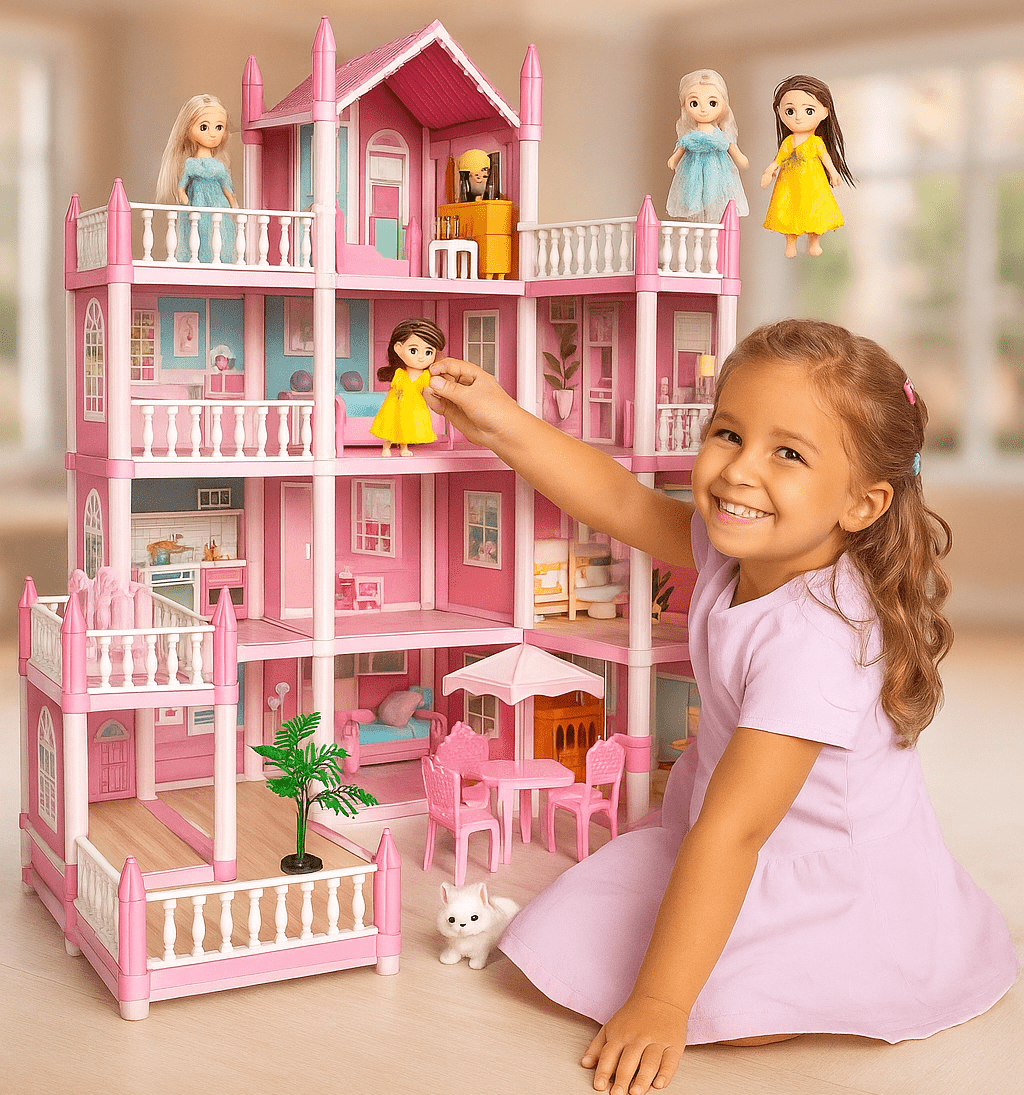 DIY Dreamy Pink Doll House Villa Playset Toynix diy-dreamy-pink-doll-house-villa-playset-toynix