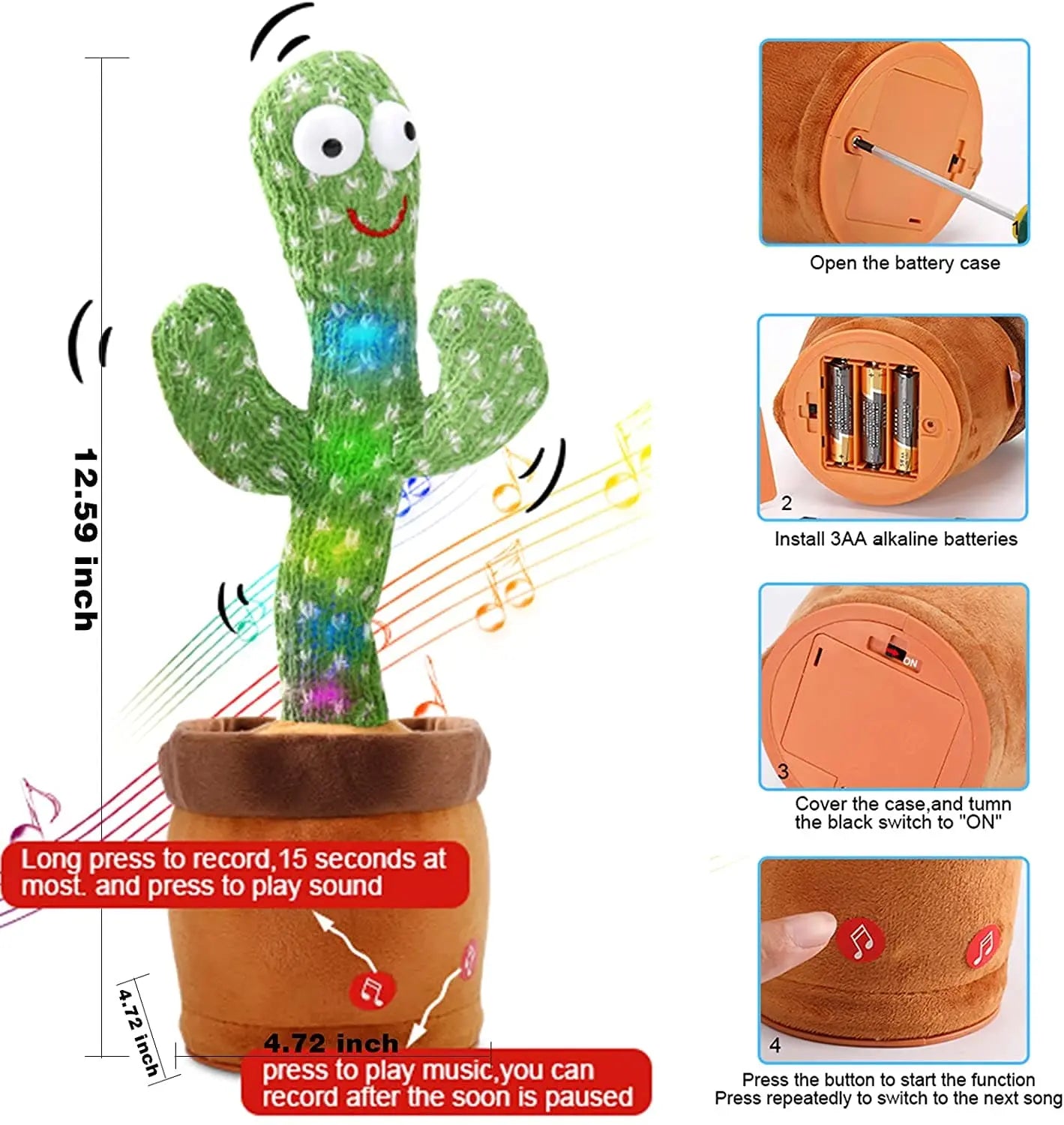 Dancing talking Cactus Toy (Rechargeable) - Toynix