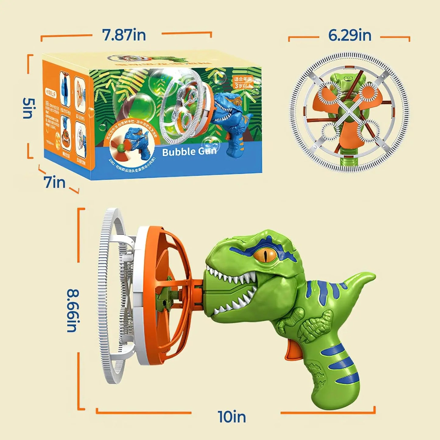 Electric Dinosaur Bubble Maker Gun toy for Kids - Toynix