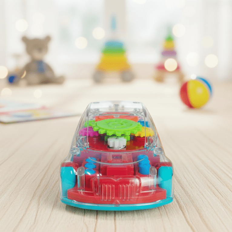 Transparent Electric Toy Car with Lights, Music & Universal Gear - Toynix