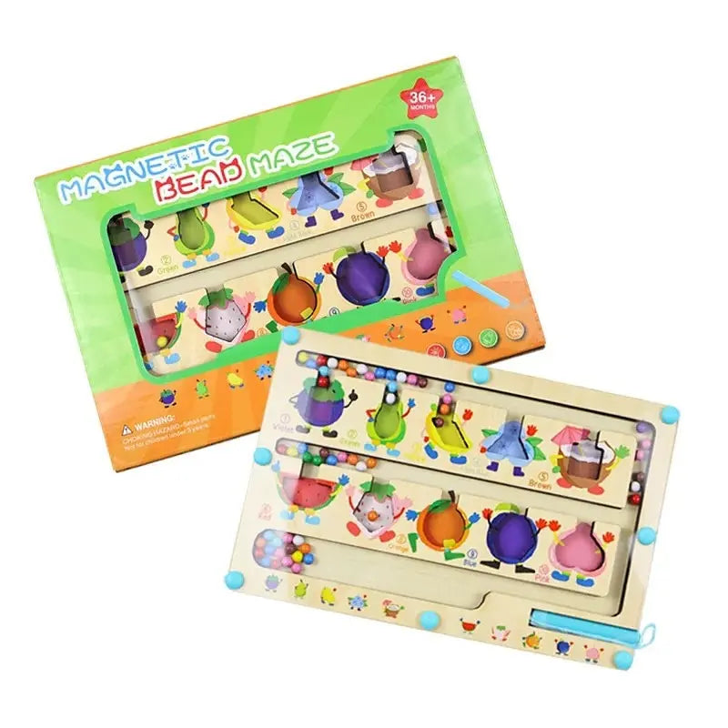 Magnetic Color & Number Maze Board Pen Moving Bead Game Toynix