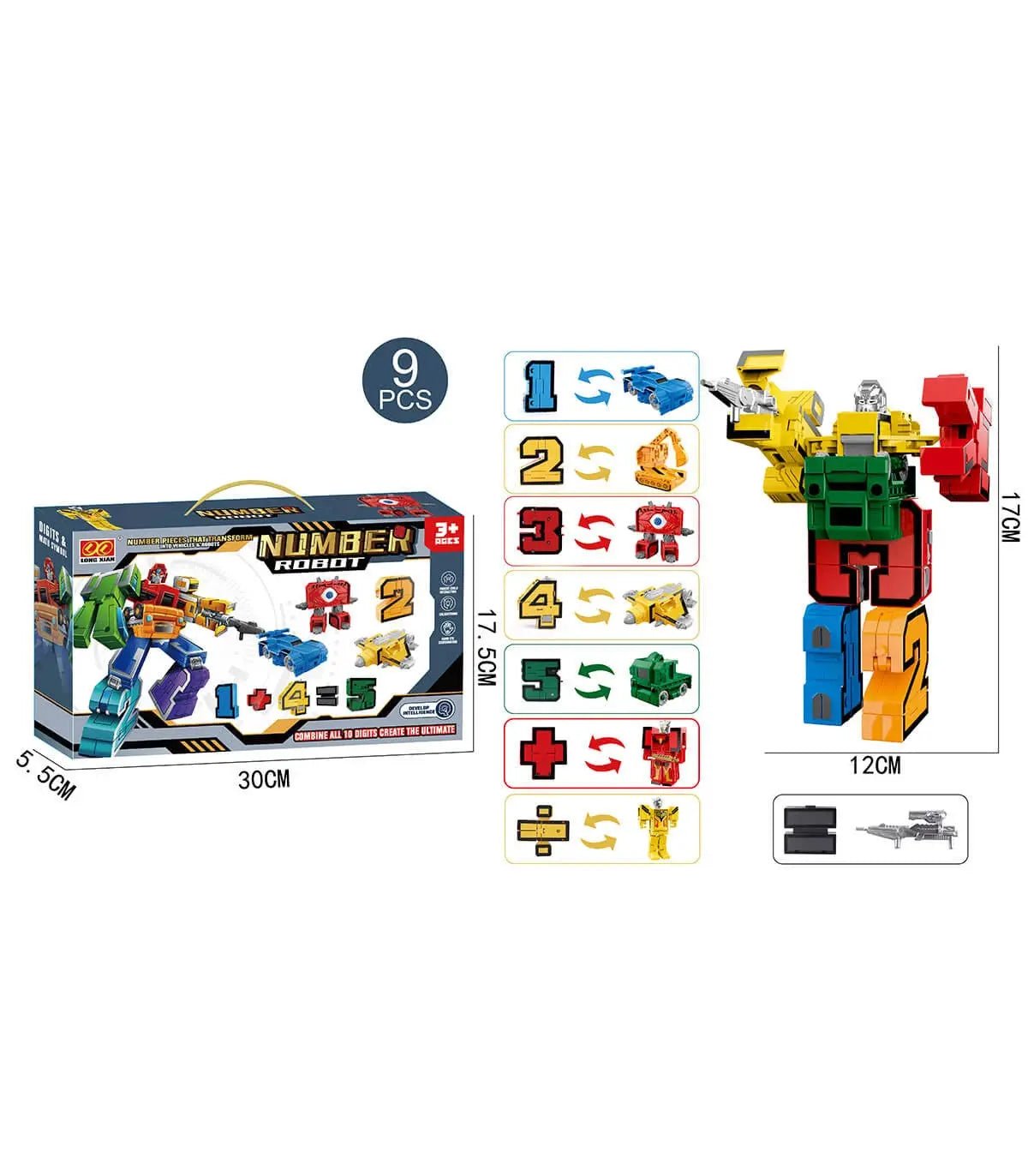 Transformer Robot With Number Figures 8 Pieces - Toynix