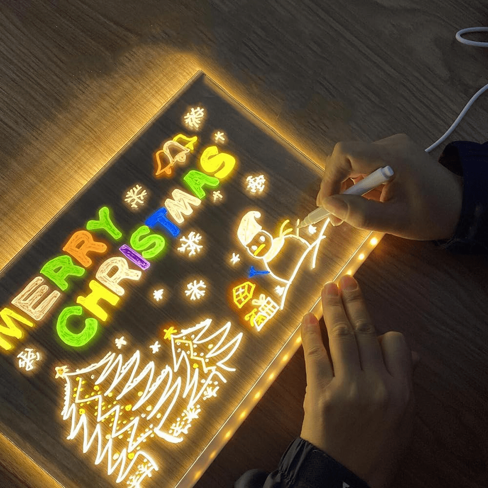 Acrylic LED Board With Colorful Night Light & 7 Neon Pens - Toynix