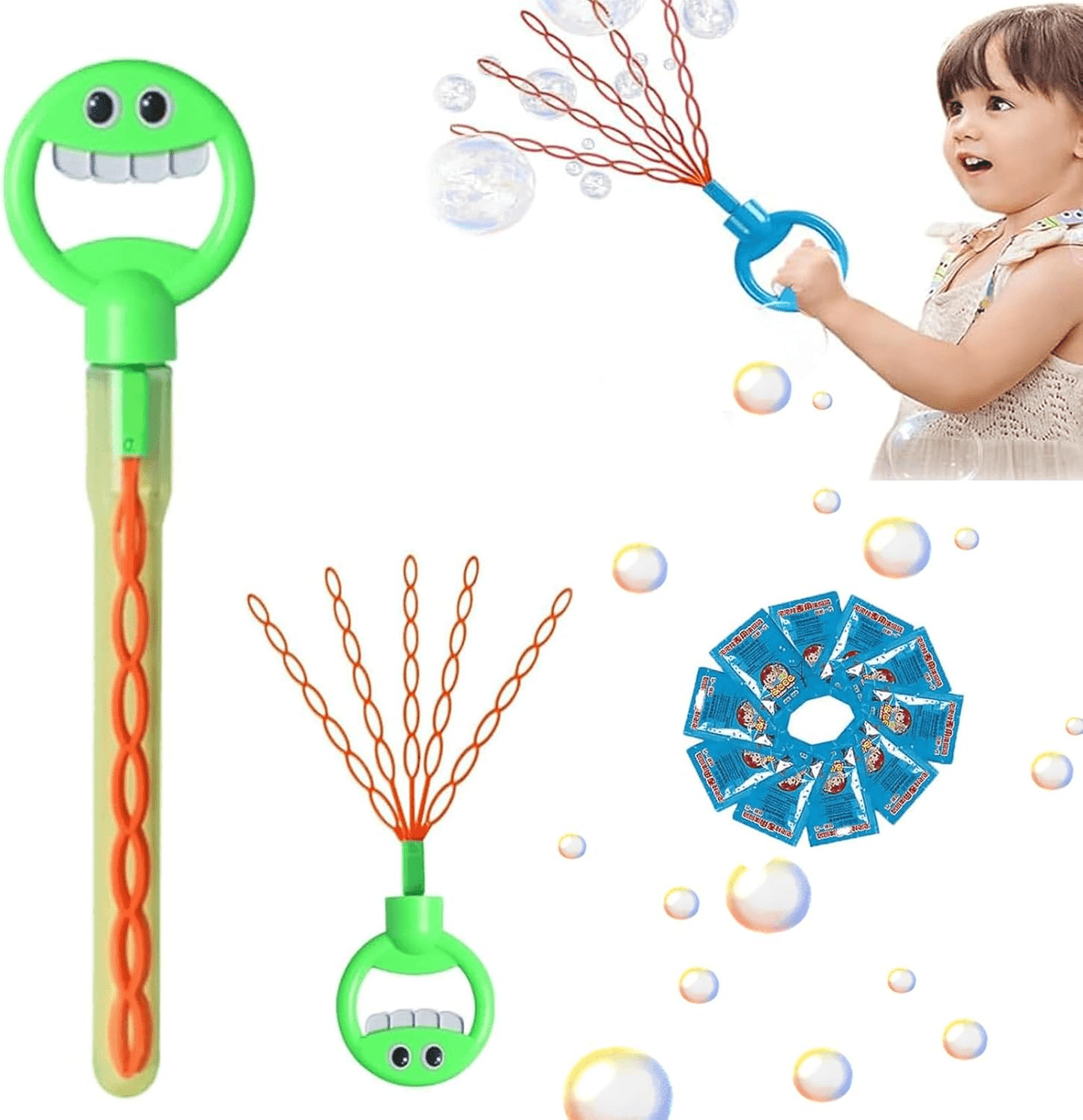 32 Hole Smiling Face Bubble Stick For Kids - Toynix