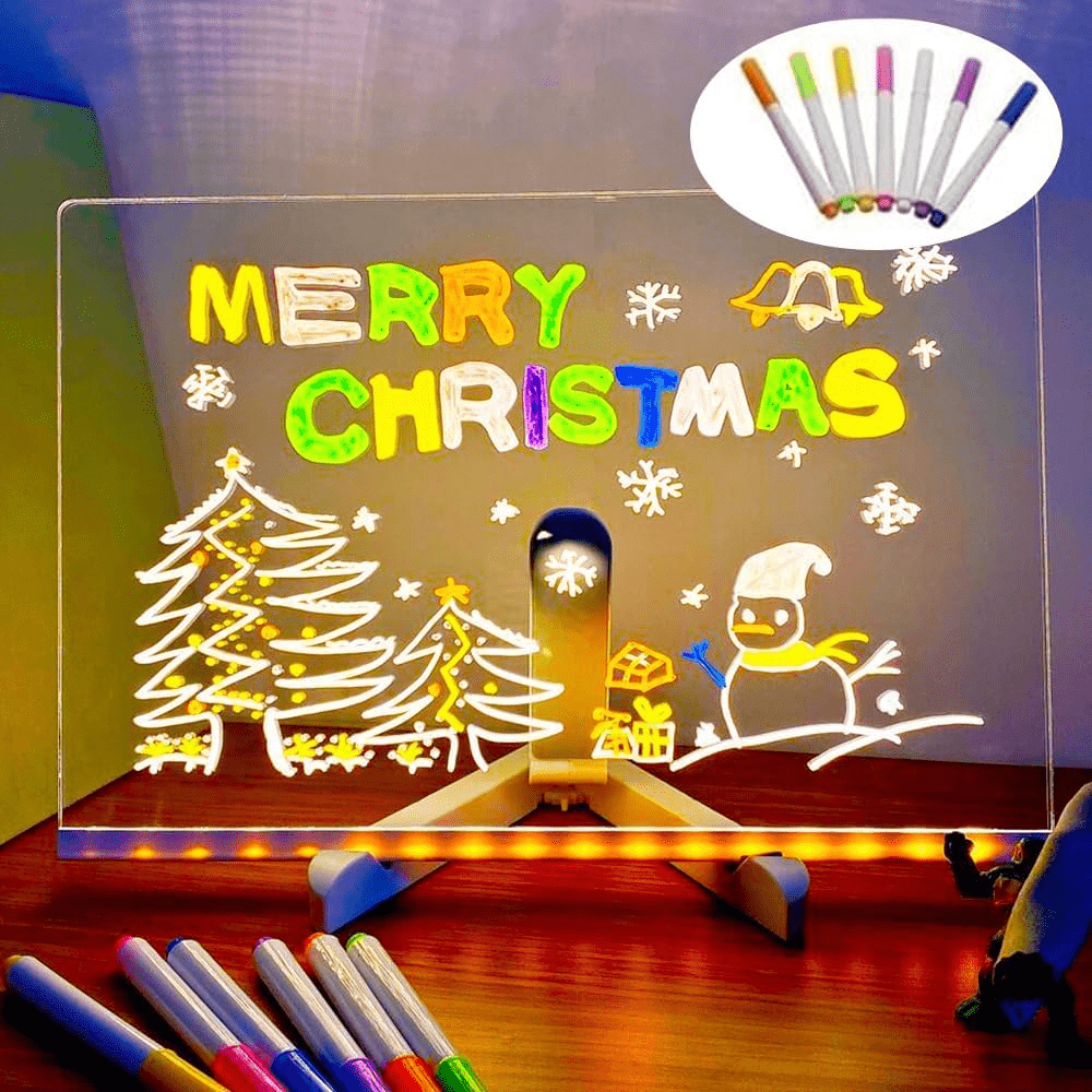 Acrylic LED Board With Colorful Night Light & 7 Neon Pens - Toynix