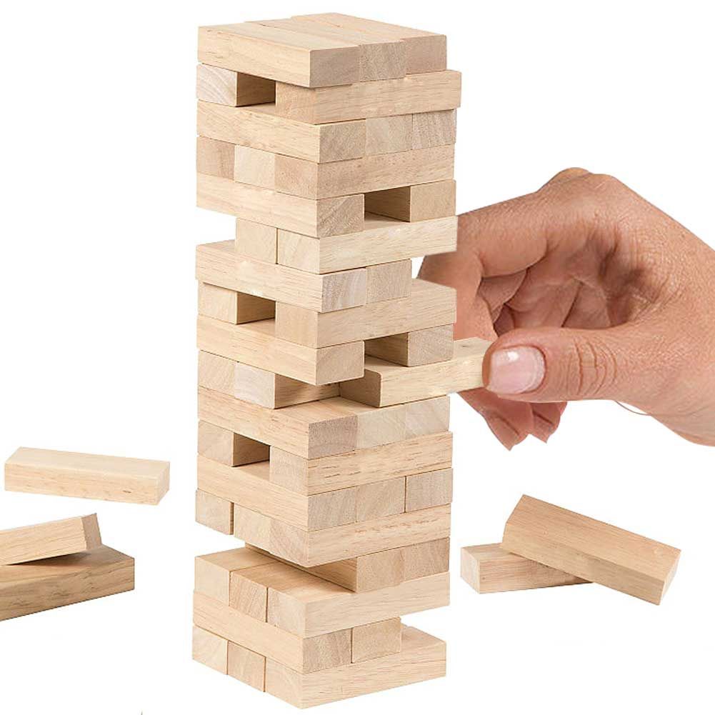 Classic Jenga Wooden Stacking Tower Board Game for Kids & Adults - Toynix