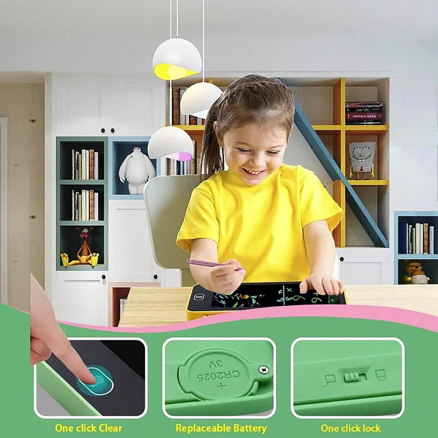 LCD Writing Tablet Pencil Box - Drawing Board Case with Erase Button - Toynix