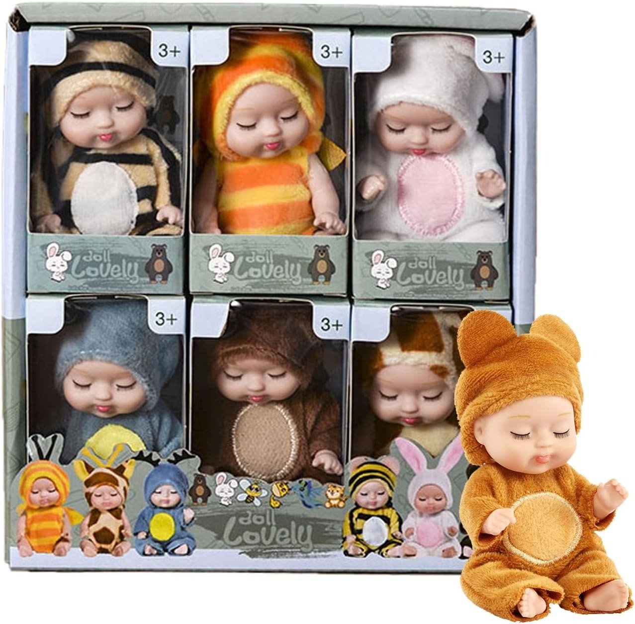 Mini Cute Sleeping Baby Dolls For Kids 6 Pcs - Toynix