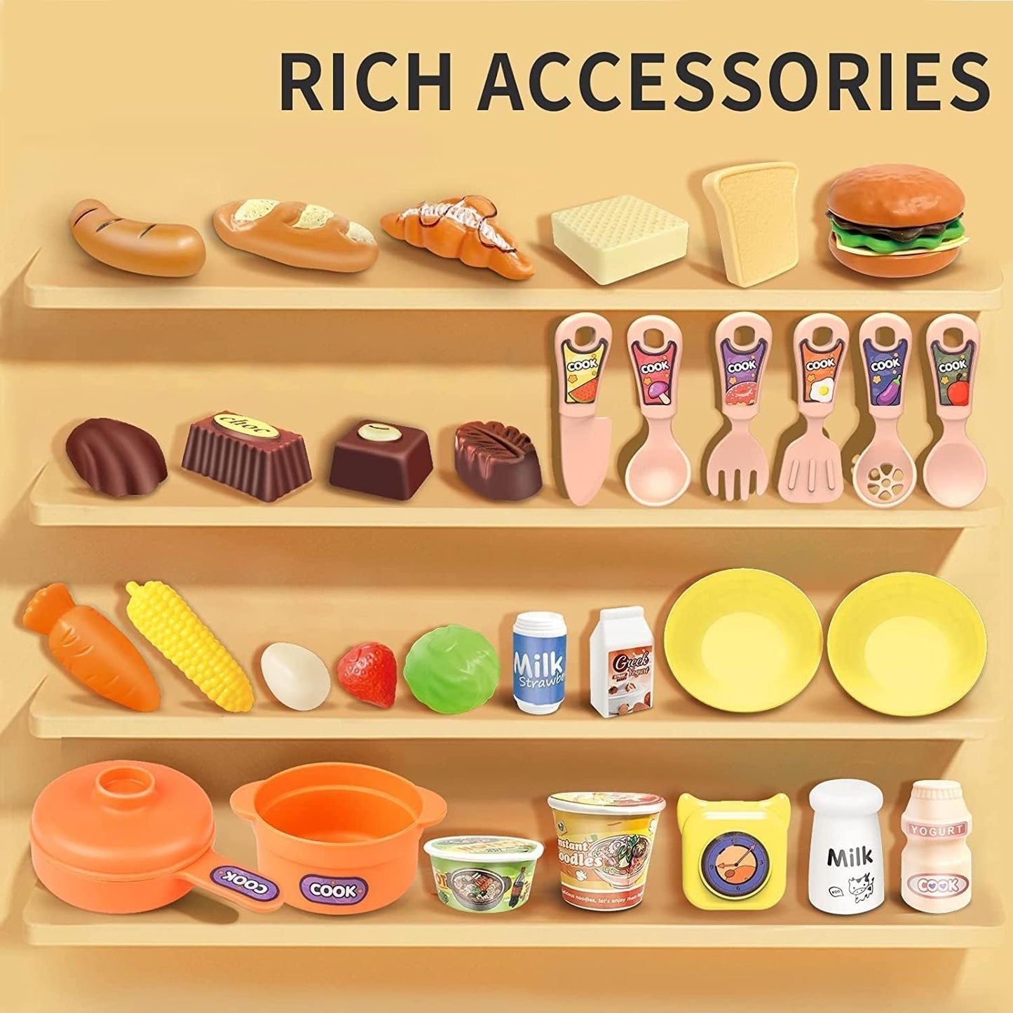 Kitchen Playset with Realistic Steam and Light (36T - 7) - Toynix