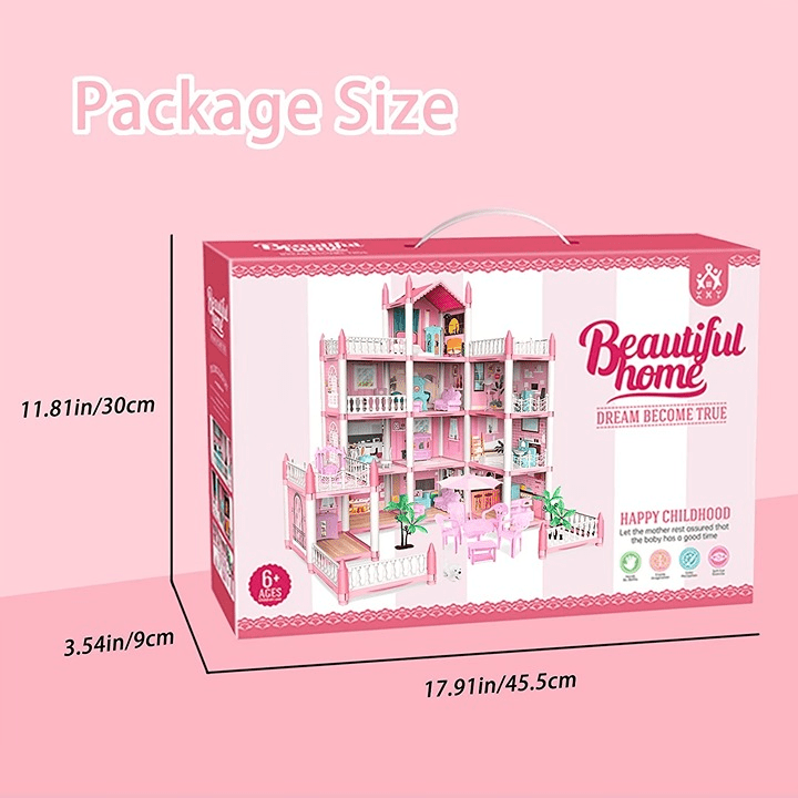 DIY Dreamy Pink Doll house Playset - Toynix