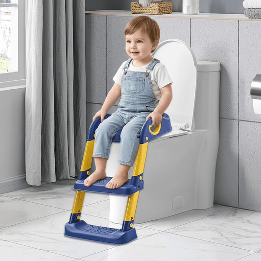 Toilet Seat with 2 Step Ladder | Toilet Trainer For Kids (Random Color) - Toynix
