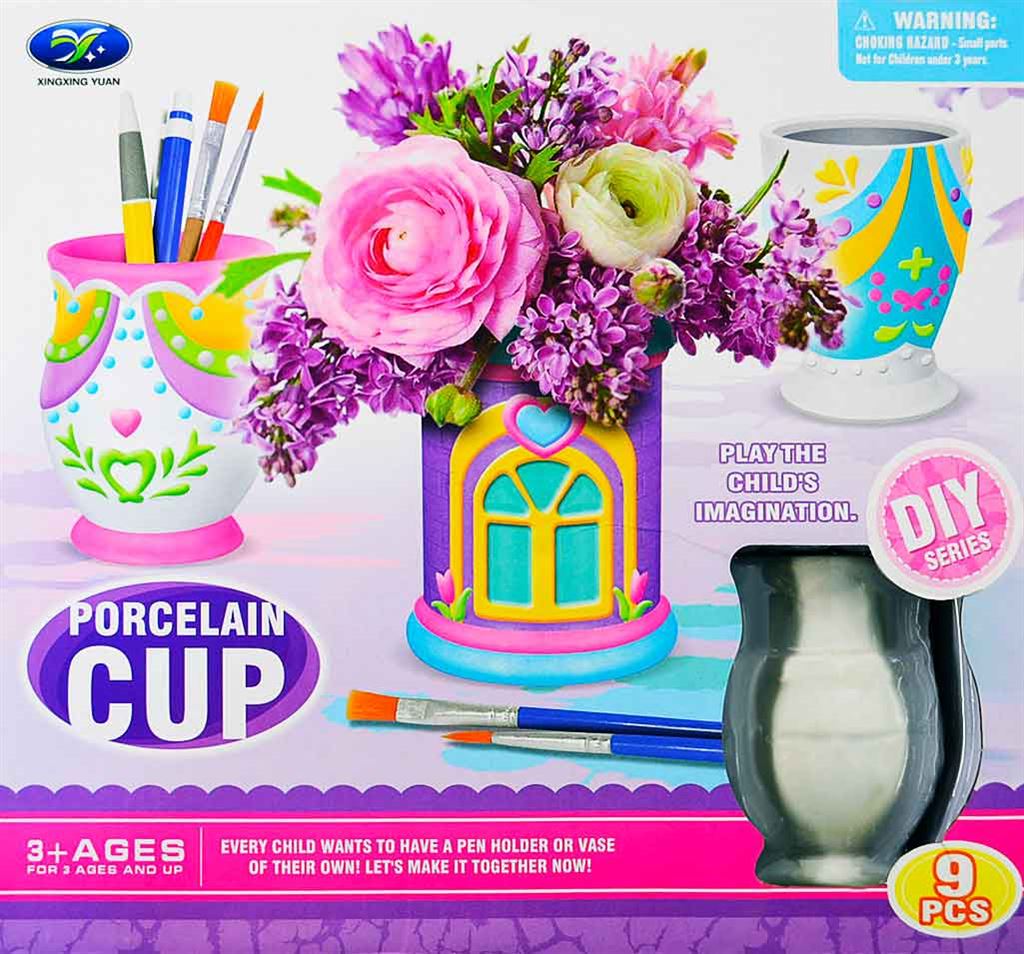 DIY Porcelain Cup Painting Set for Kids - 9pcs Toynix