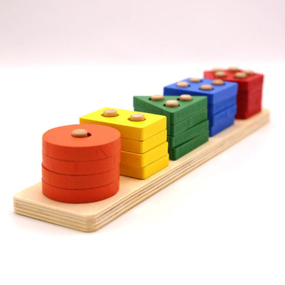 Wooden Educational Geometric Shape Blocks For Kids