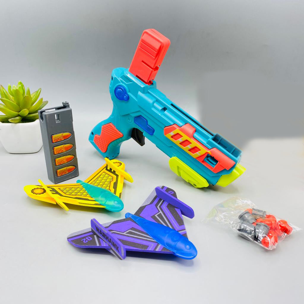 Plane Launcher Air Battle Airplane Shooting Toys For Kids Multi Functions 3 Modes Air Battle Continuous Toy One-Click Ejection Model With 2 Pack Airplane Fun Toy for Kids Airplane Launcher Toy Bubble Catapult Perfect Gifts For Boys, Outdoor Sport Toys Toynix