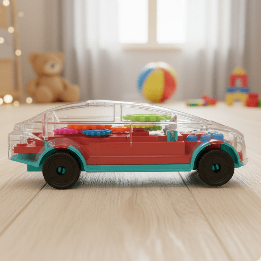 Transparent Electric Toy Car with Lights, Music & Universal Gear - Toynix