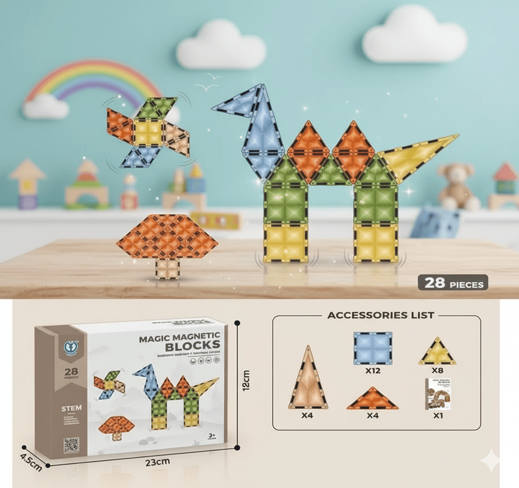 Tiles Magnetic Building Blocks for Kids - Toynix
