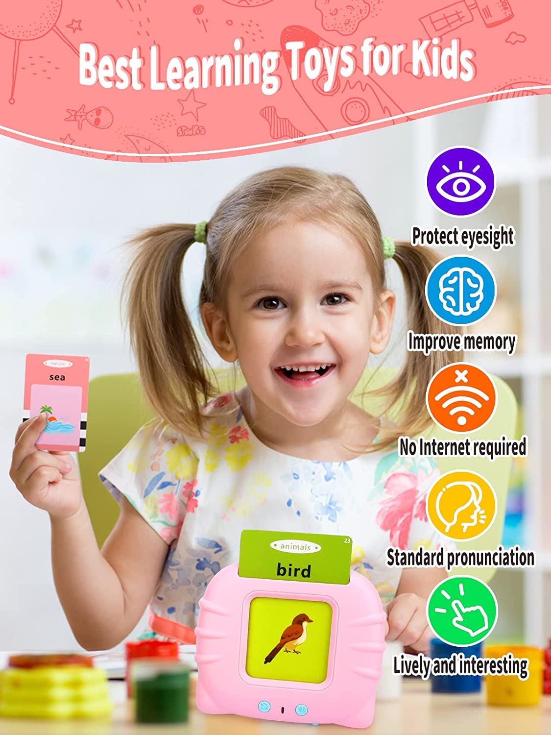 Education English Flash Cards Learning Machine With Sound For Kids - Toynix