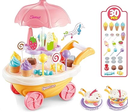 Sweet Cake Cart Toy LED Lights and Music Toy for Kids ( 30 Pieces) - Toynix