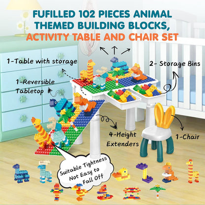 DIY Animal World Table Building Blocks 102 Pcs - Toynix