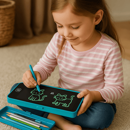 LCD Writing Tablet Pencil Box - Drawing Board Case with Erase Button - Toynix