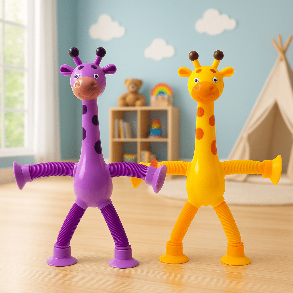 Telescopic Giraffe with Suction Cup Cartoon Toy For kids - Toynix