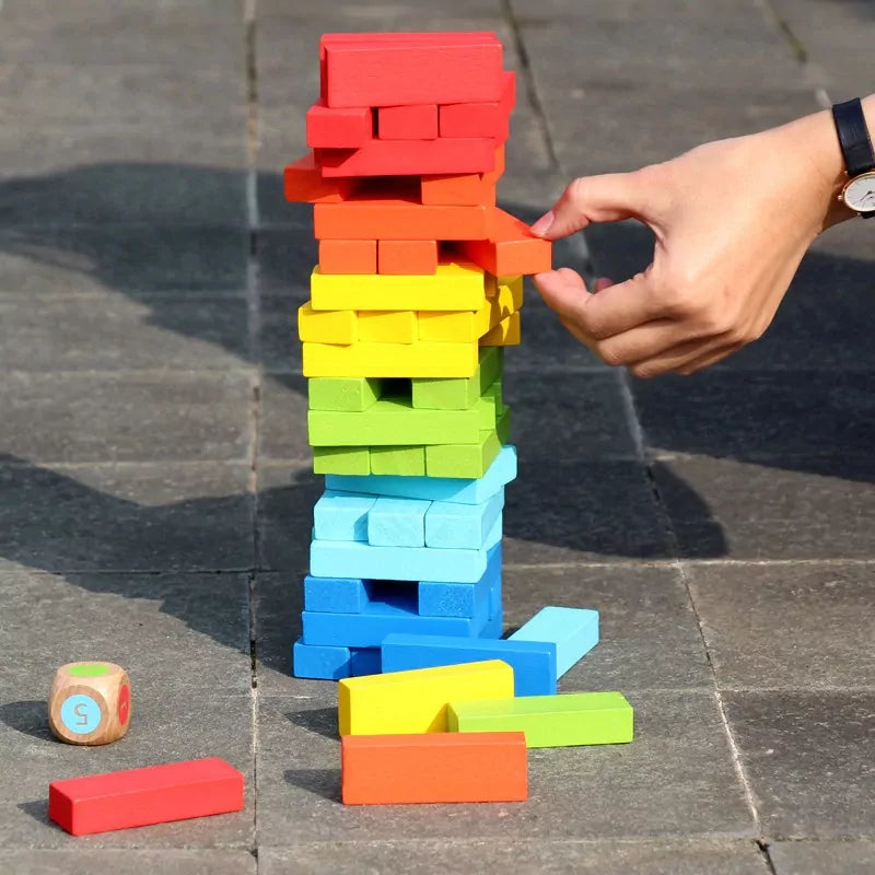 54 Pieces Wooden Colorful Jenga