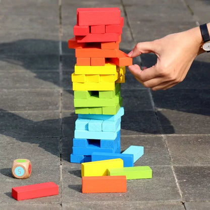 54 Pieces Wooden Colorful Jenga