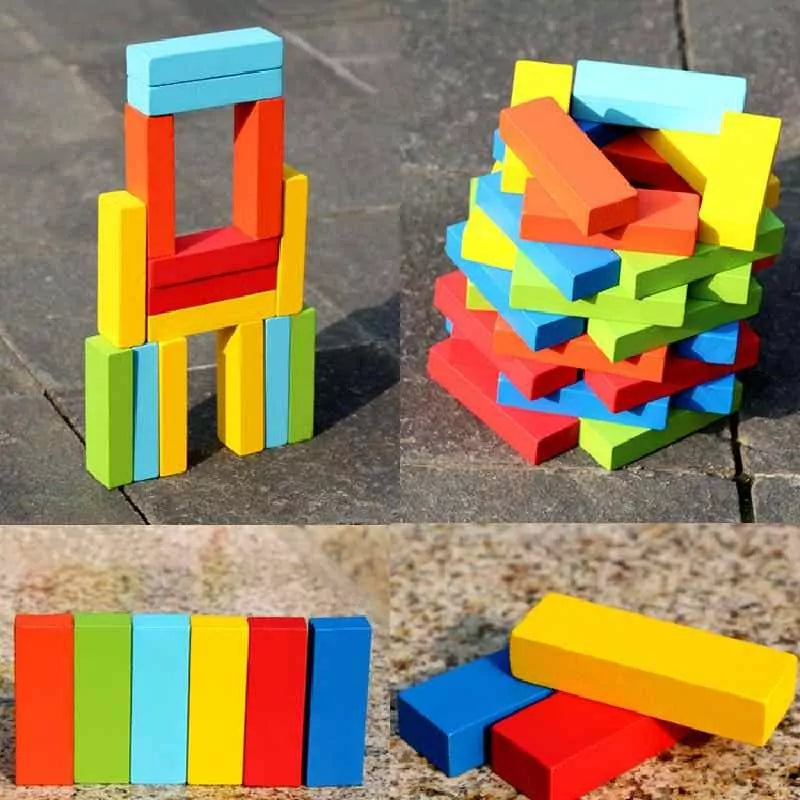 54 Pieces Wooden Colorful Jenga