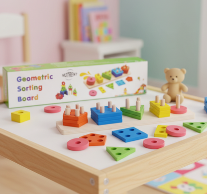 Wooden Educational Geometric Shape Blocks For Kids