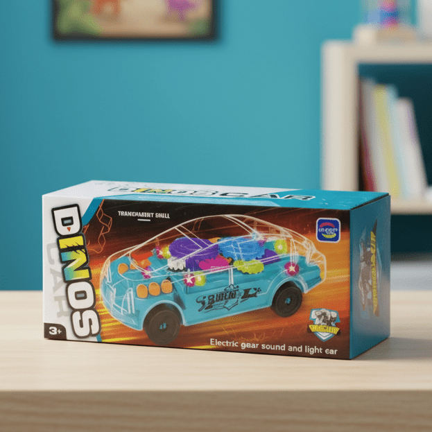 Transparent Electric Toy Car with Lights, Music & Universal Gear - Toynix