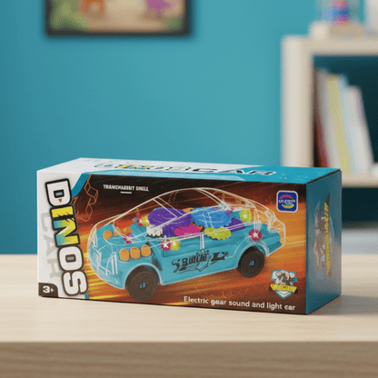 Transparent Electric Toy Car with Lights, Music & Universal Gear - Toynix