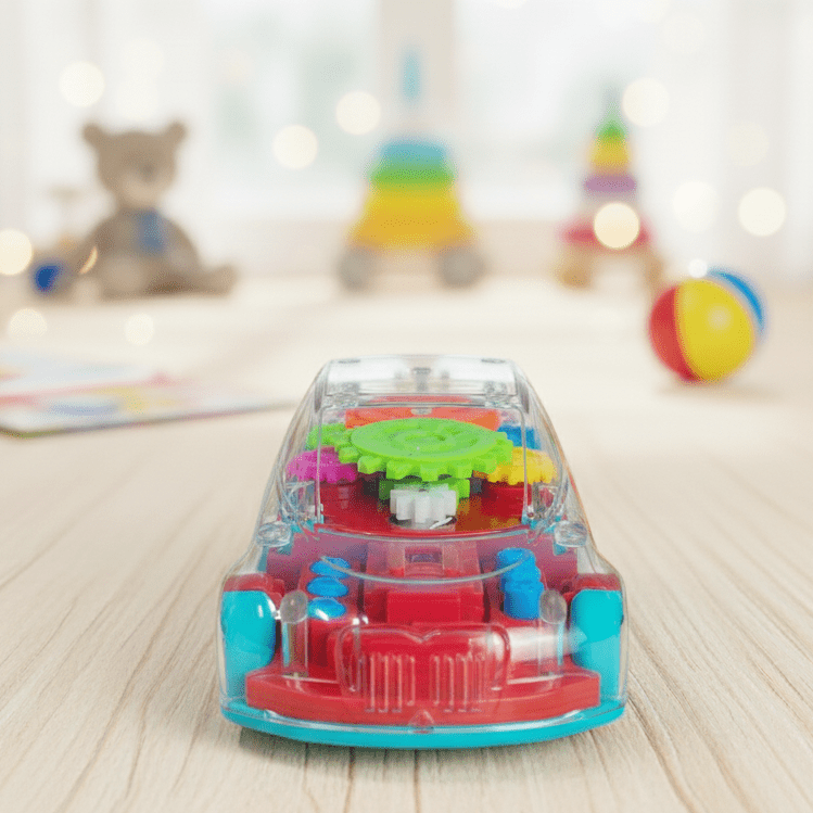 Transparent Electric Toy Car with Lights, Music & Universal Gear - Toynix