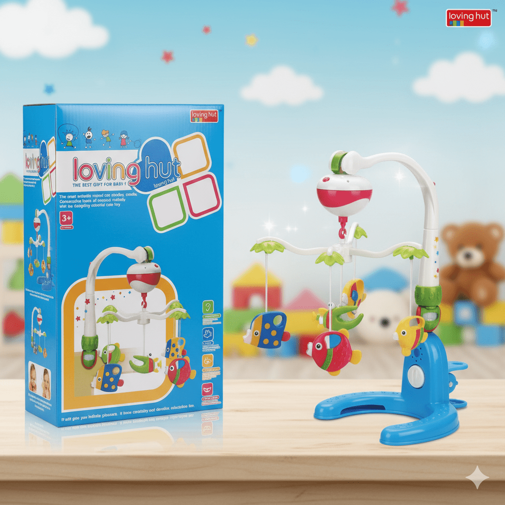 Loving Hut Musical Baby Cot Mobile - Hanging Rattles Set - Toynix