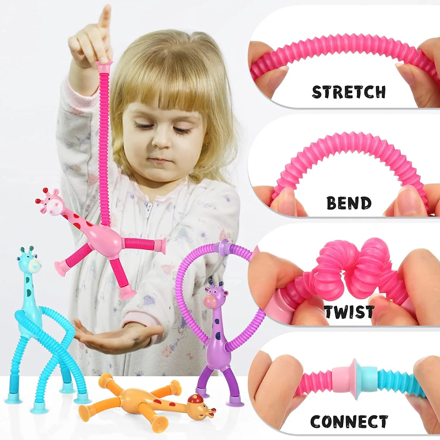 Premium Telescopic Giraffe Toy with Suction Cup Cartoon Toy Toynix