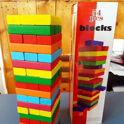 54 Pieces Wooden Colorful Jenga