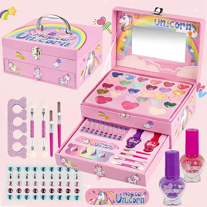 Unicorn Girls Safe & Pretend Play Cosmetic Makeup Case Beauty Kit Toynix