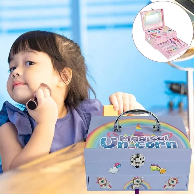 Unicorn Girls Safe & Pretend Play Cosmetic Makeup Case Beauty Kit Toynix
