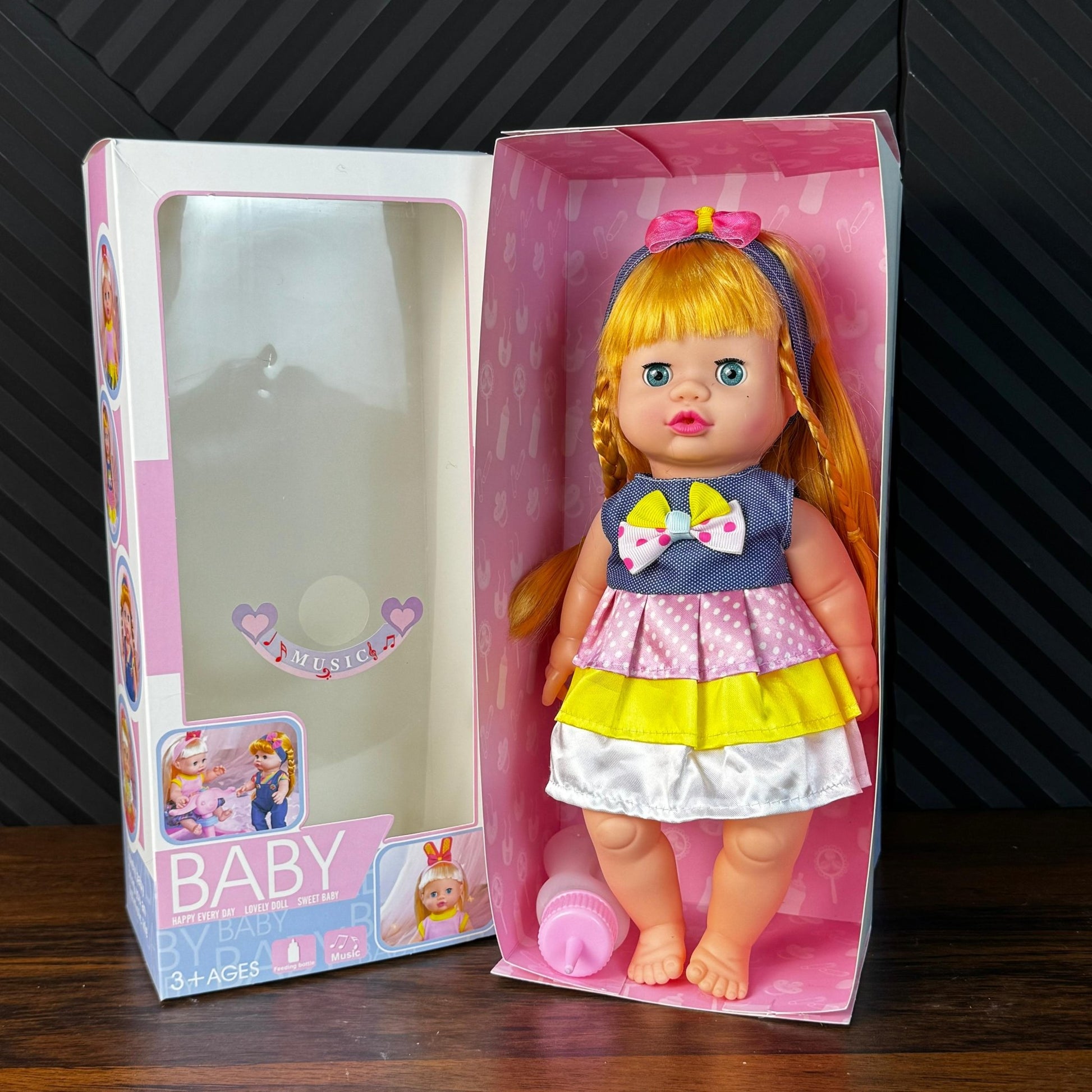 Baby Doll Happy Every Day with Feeding Bottle & Music - Toynix