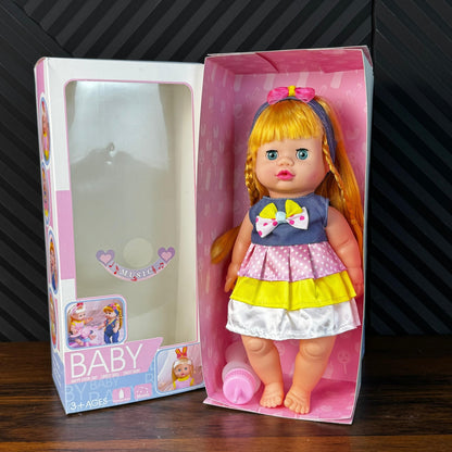 Baby Doll Happy Every Day with Feeding Bottle & Music - Toynix