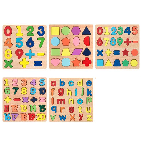 Early Educational wooden Colorful 3D Numbers Shapes and Alphabets