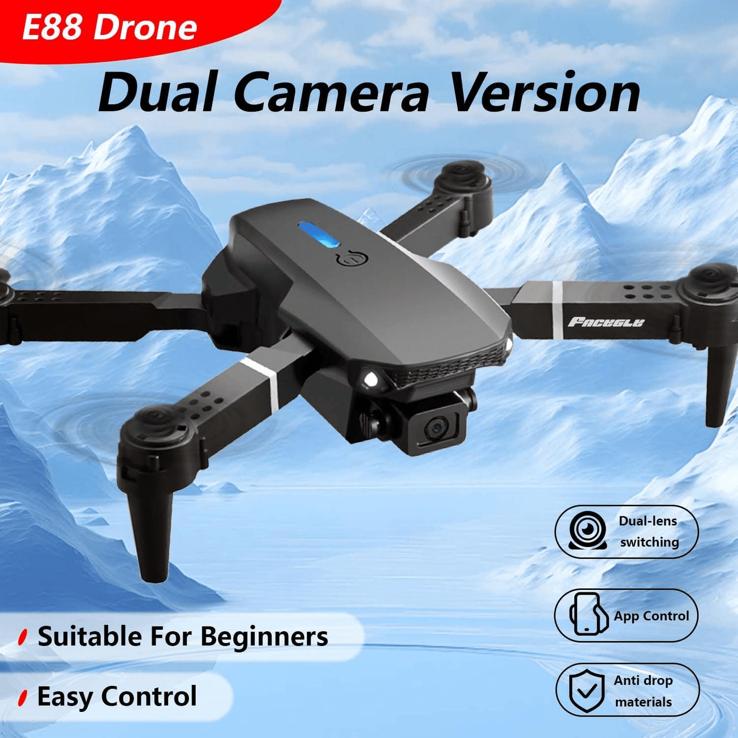 E88 PRO Drone with Dual Camera & LED Lights - Toynix