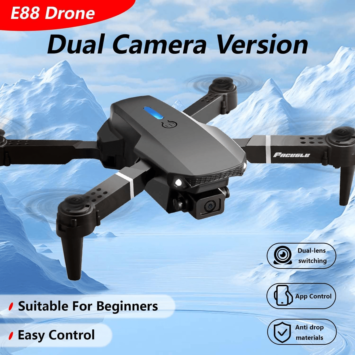 E88 PRO Drone with Dual Camera & LED Lights - Toynix