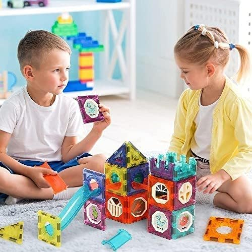 56 Pcs Light Magnetic Tiles Building Blocks for Kids Toynix