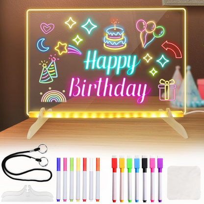 Acrylic LED Board With Colorful Night Light & 7 Neon Pens