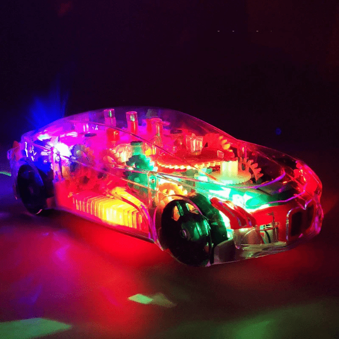 Transparent Electric Toy Car with Lights, Music & Universal Gear - Toynix