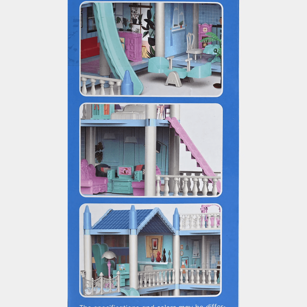 DIY Doll House Villa Set For Kids - Blue - Toynix