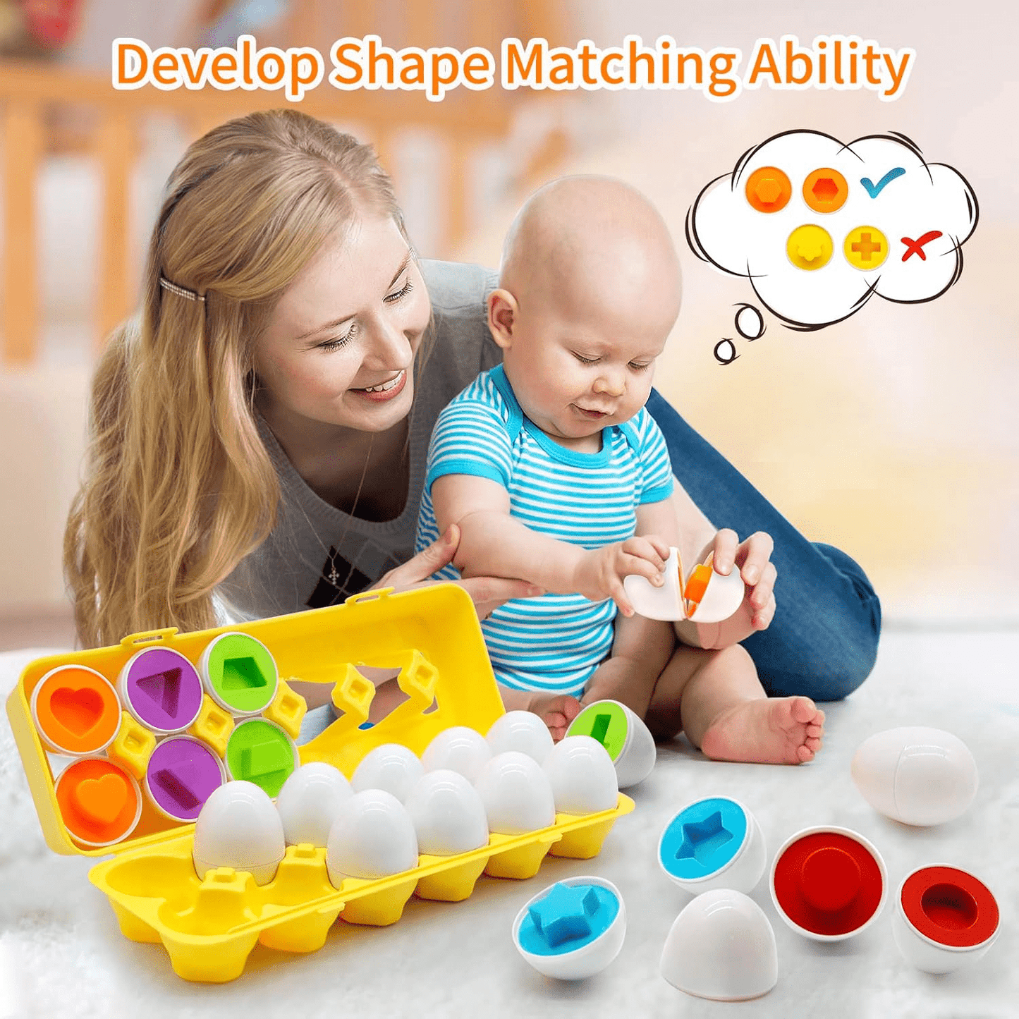 Children's Early Education Multi Shapes Eggs Toy - Toynix