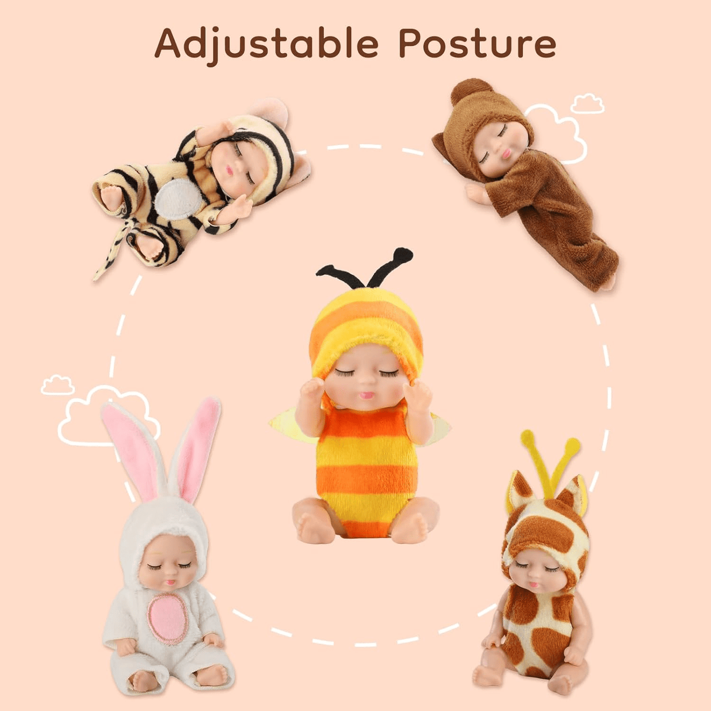 Mini Cute Sleeping Baby Dolls For Kids 6 Pcs - Toynix