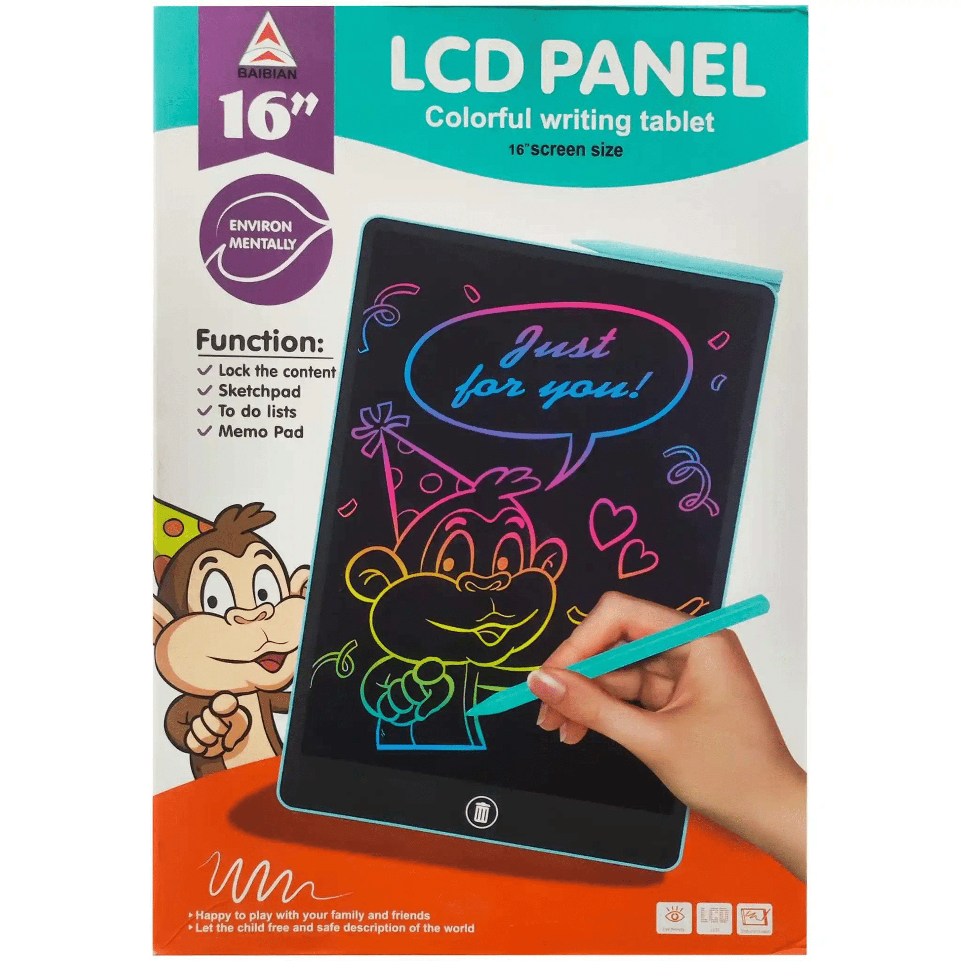 16 Inch LCD Multicolor Screen Writing Tablet Erasable Writing Board - Toynix